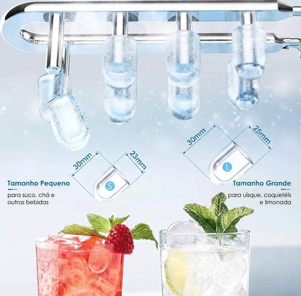 🧊Máquina de Gelo Compacta – Gelo Pronto em Minutos