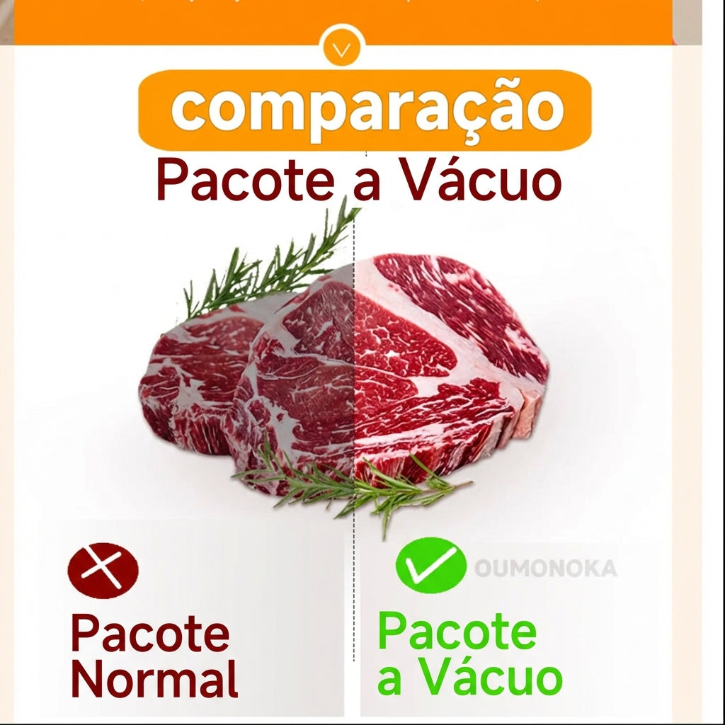 Seladora a Vácuo Profissional Portátil - Conserve Alimentos por até 5x mais tempo (Bivolt + Brinde Sacos)