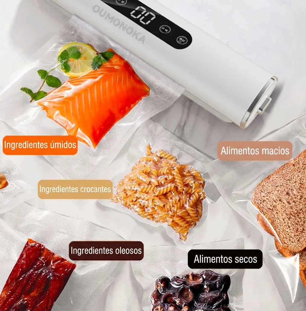 Seladora a Vácuo Profissional Portátil - Conserve Alimentos por até 5x mais tempo (Bivolt + Brinde Sacos)