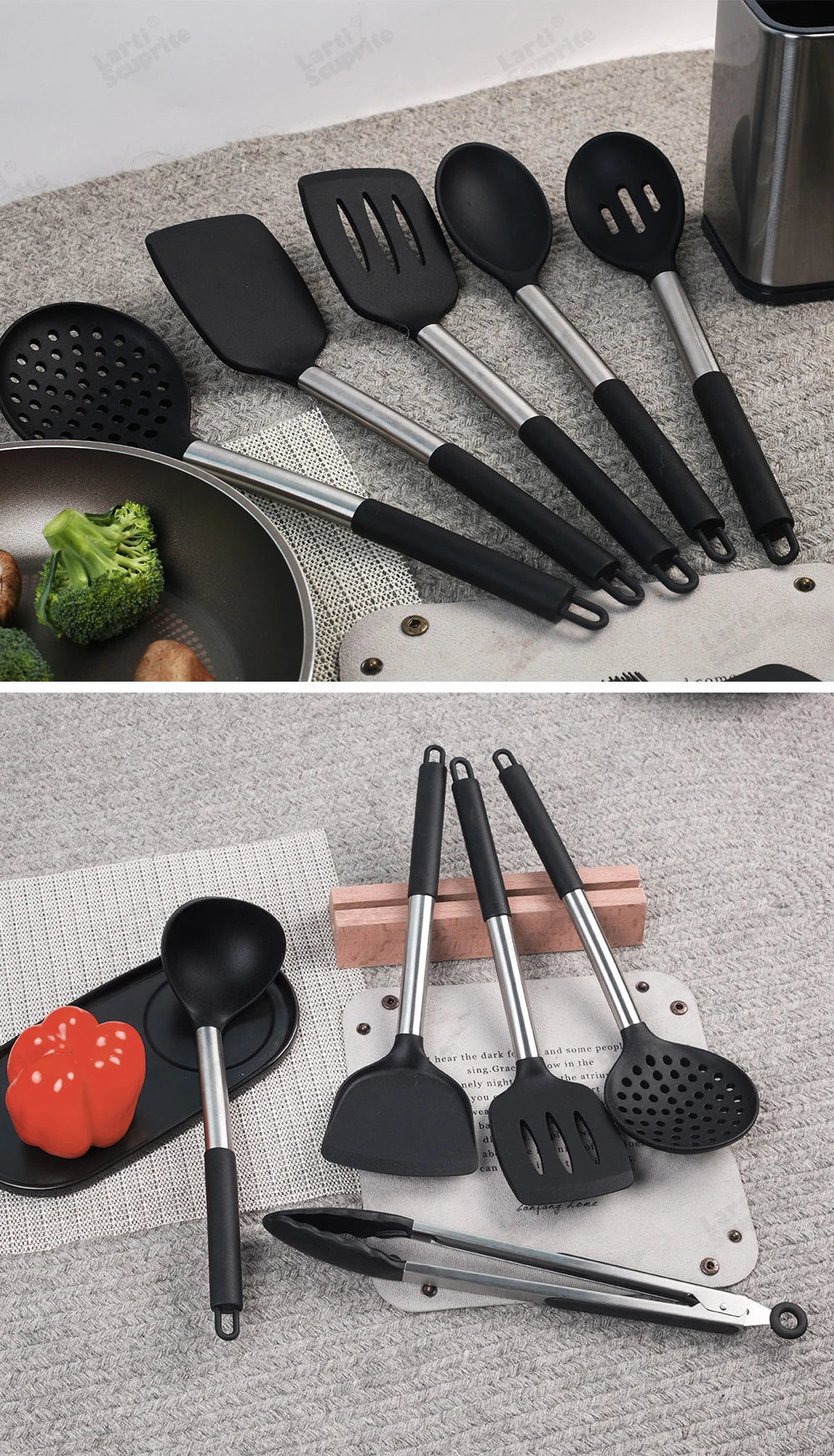 1 Pcs Silicone Kitchenware Kitchen Accessories Cooking Utensils Spatula Turner Heat-resistant Soup Spoon Shovel Pasta Colander