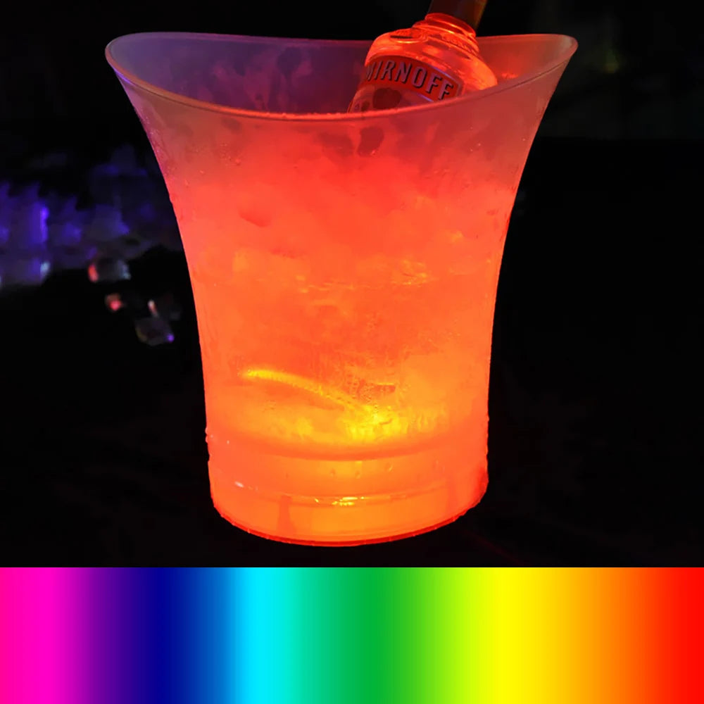 New Waterproof Plastic LED Ice Bucket Champagne Beer Bucket LED Light Up 5L Bars Night Party 4 Color LED Bars Nightclubs