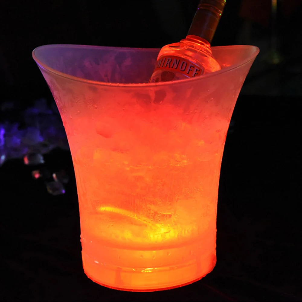 New Waterproof Plastic LED Ice Bucket Champagne Beer Bucket LED Light Up 5L Bars Night Party 4 Color LED Bars Nightclubs
