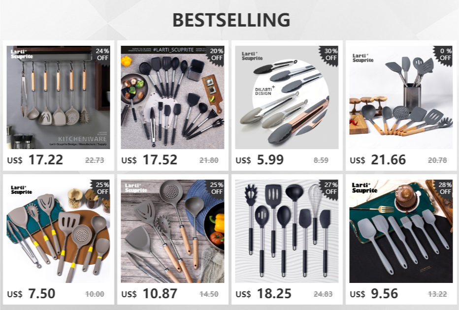 1 Pcs Silicone Kitchenware Kitchen Accessories Cooking Utensils Spatula Turner Heat-resistant Soup Spoon Shovel Pasta Colander