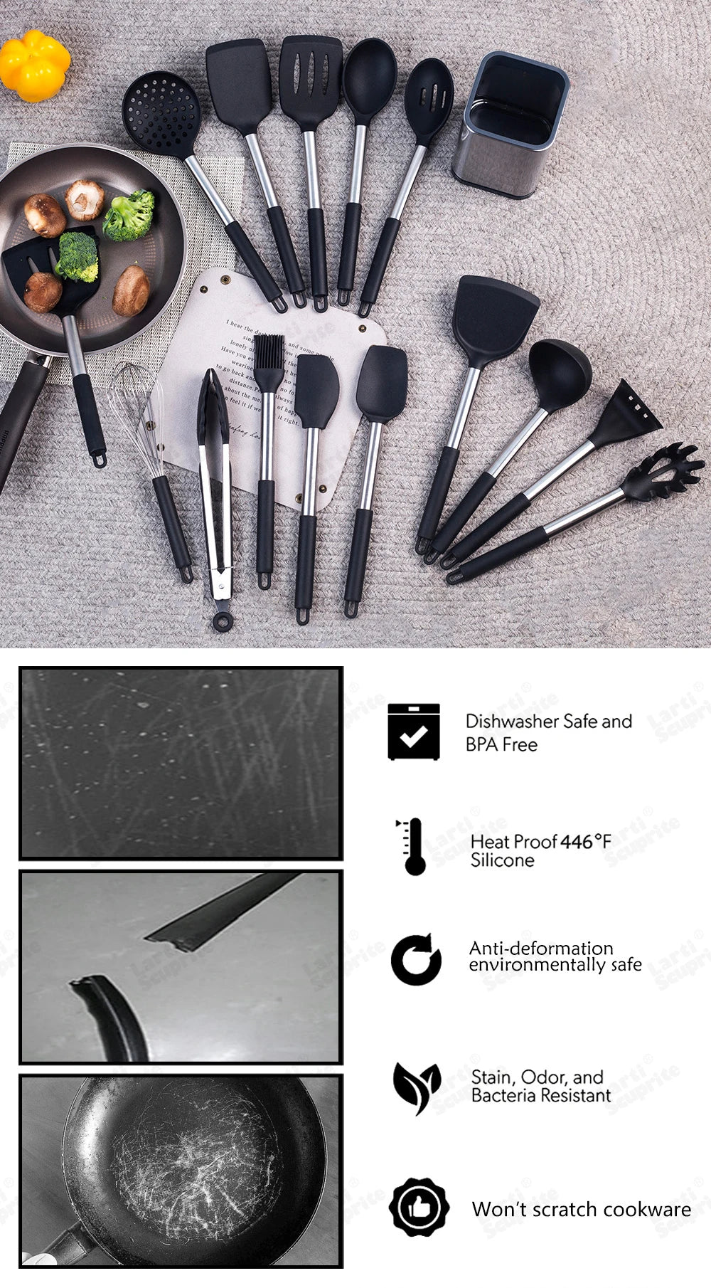 1 Pcs Silicone Kitchenware Kitchen Accessories Cooking Utensils Spatula Turner Heat-resistant Soup Spoon Shovel Pasta Colander