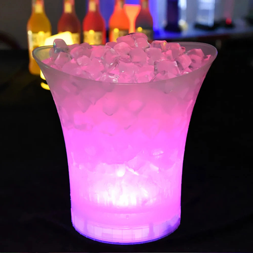 New Waterproof Plastic LED Ice Bucket Champagne Beer Bucket LED Light Up 5L Bars Night Party 4 Color LED Bars Nightclubs