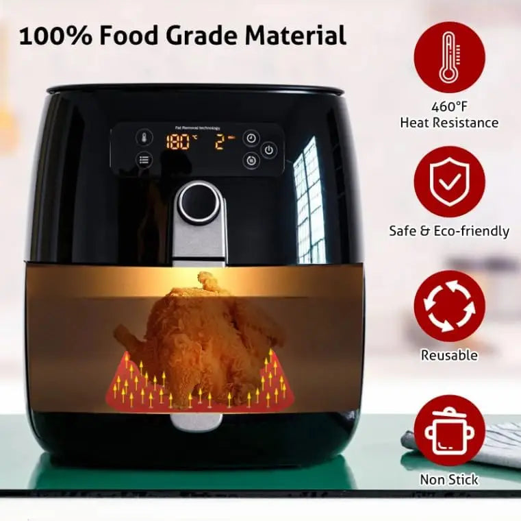 Air Fryer Silicone Pot Thick Reusable Silicone Square Air Fryer Liners Replacement of Parchment Liner Paper Air Fryer Basket