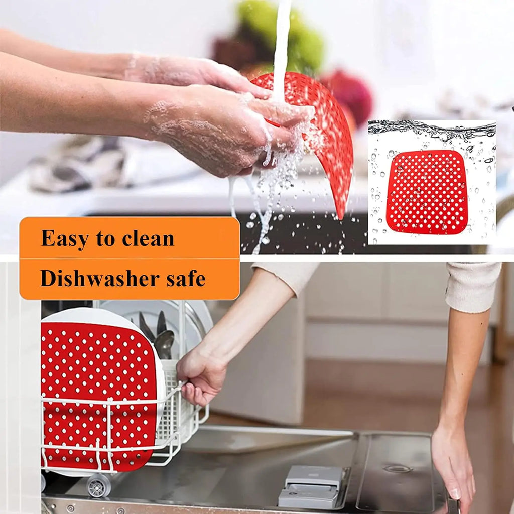 Air Fryer Silicone Pot Thick Reusable Silicone Square Air Fryer Liners Replacement of Parchment Liner Paper Air Fryer Basket