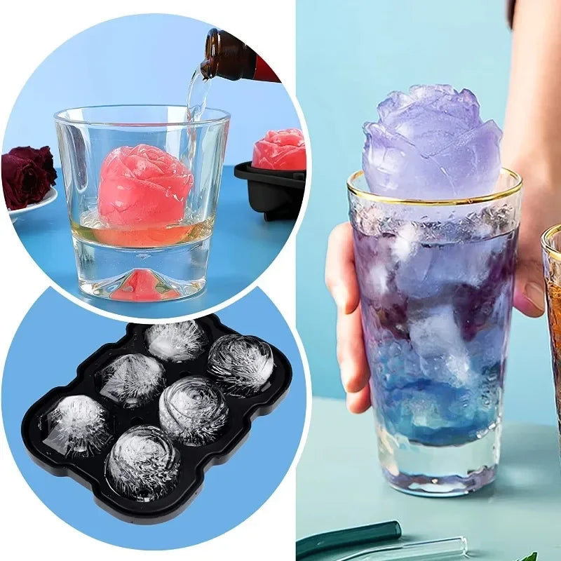 Food Grade Silicone Square Round Ice Cube Maker Diamond Rose Shaped Ice Cube Mold High Quality Ice Cube Tray for Making Drinks