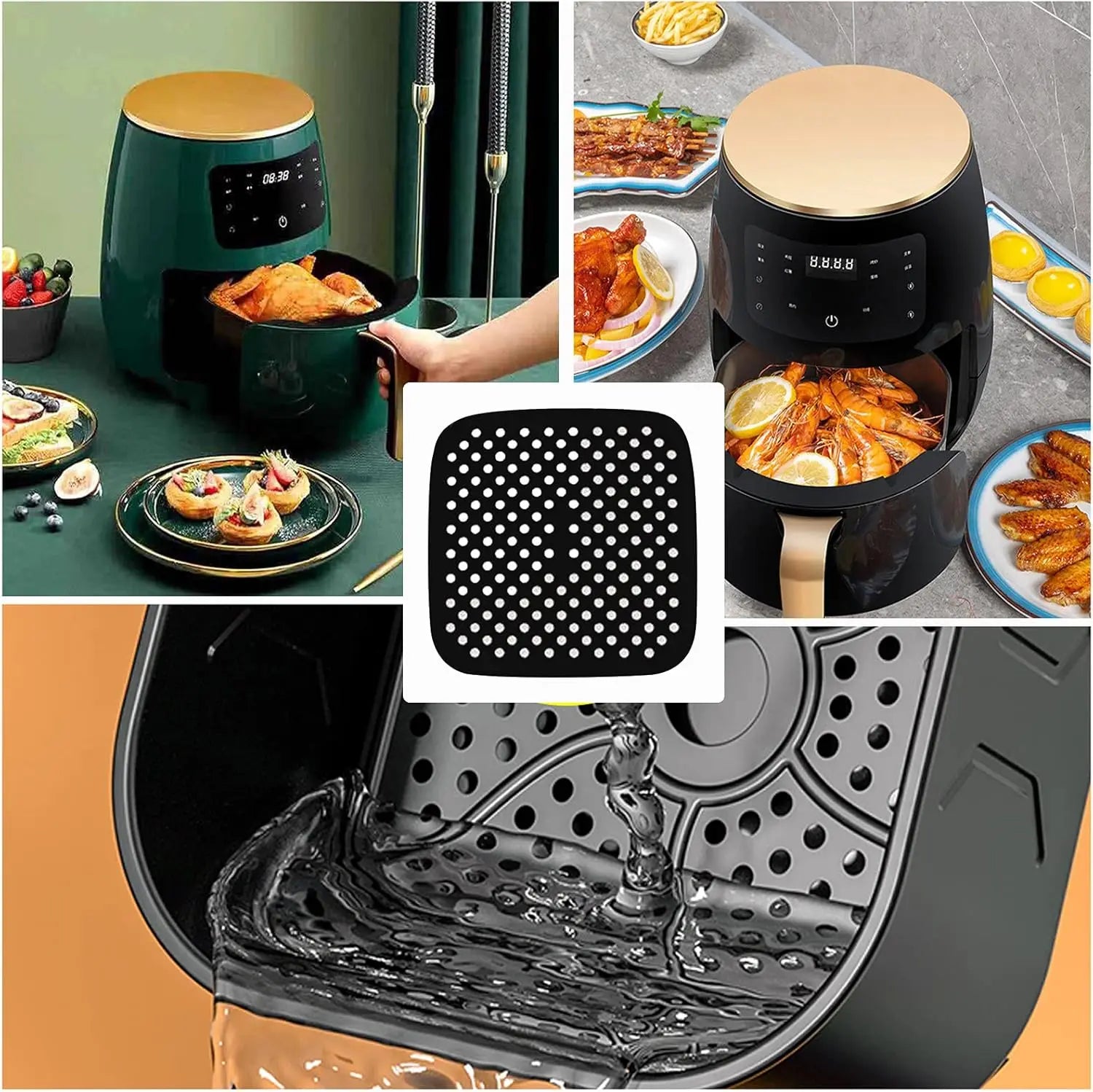 Air Fryer Silicone Pot Thick Reusable Silicone Square Air Fryer Liners Replacement of Parchment Liner Paper Air Fryer Basket