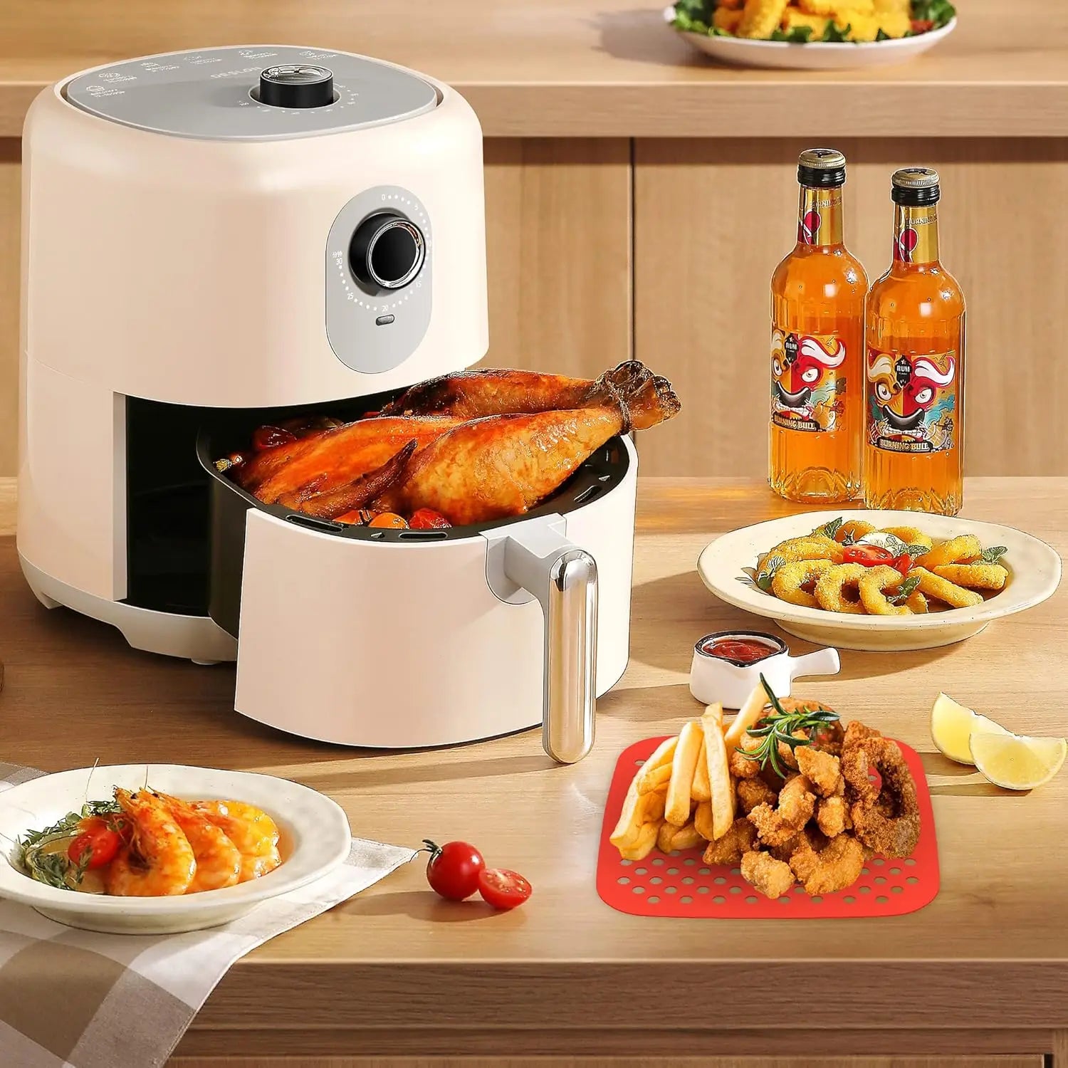 Air Fryer Silicone Pot Thick Reusable Silicone Square Air Fryer Liners Replacement of Parchment Liner Paper Air Fryer Basket