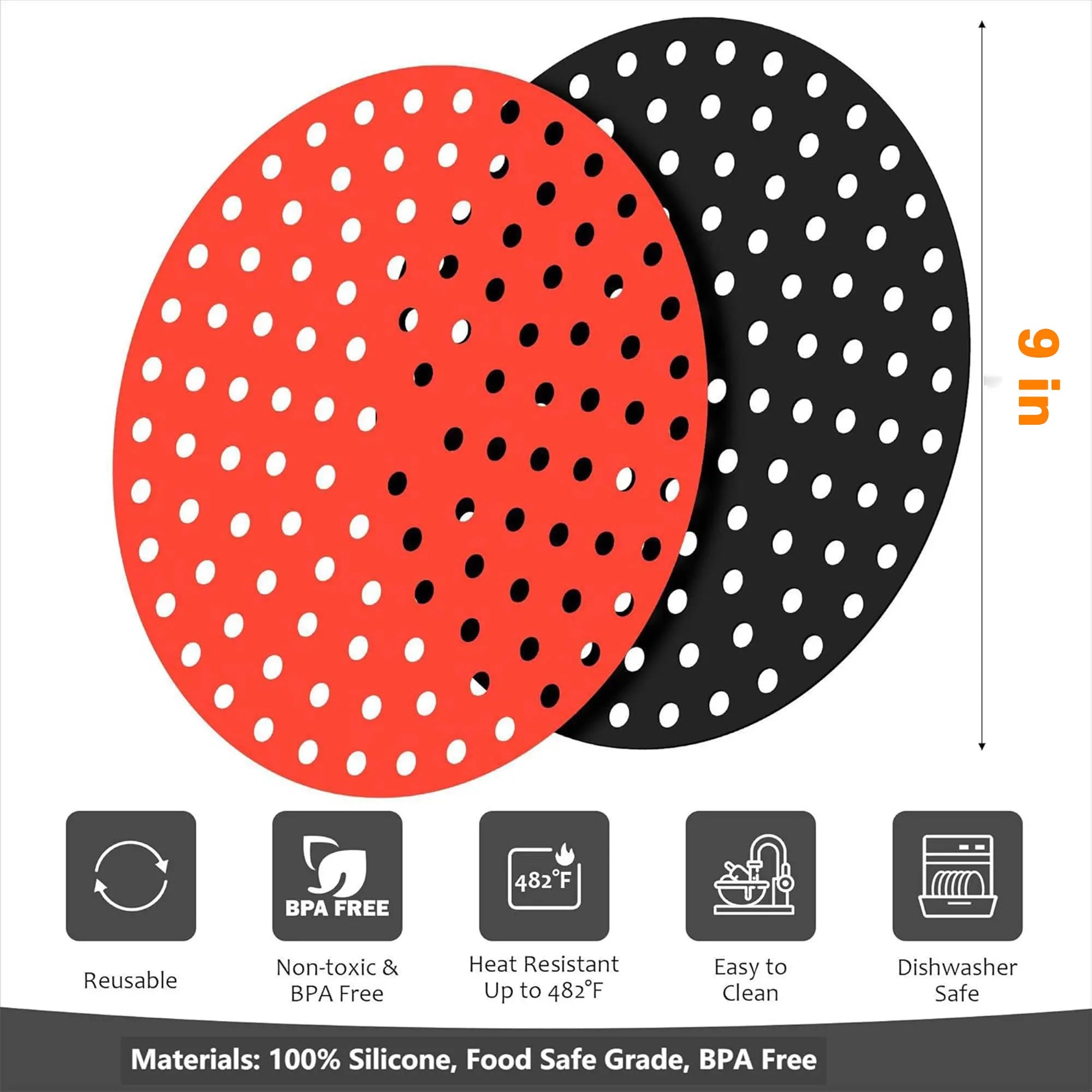 Air Fryer Silicone Pot Thick Reusable Silicone Square Air Fryer Liners Replacement of Parchment Liner Paper Air Fryer Basket