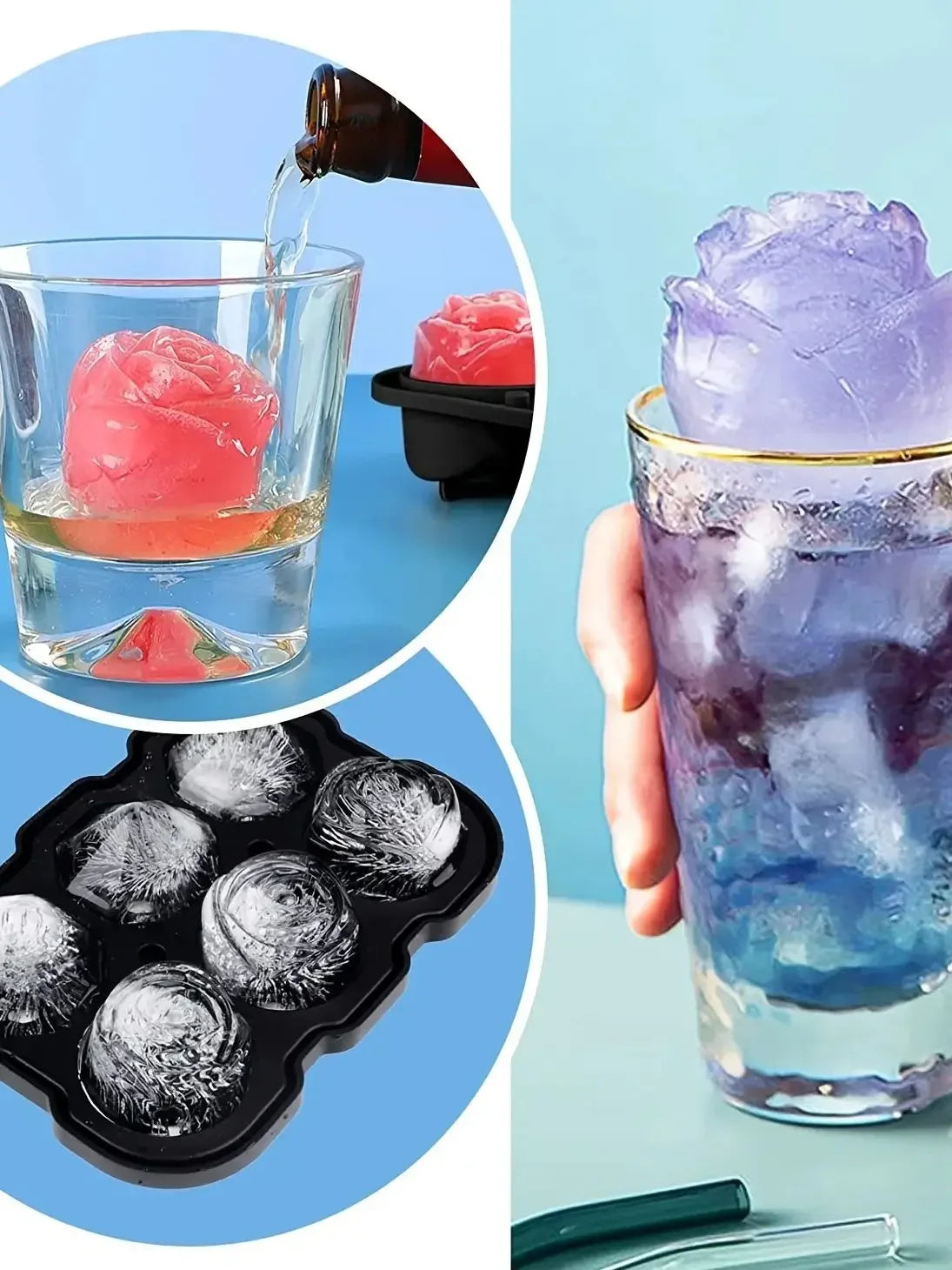 Food Grade Silicone Square Round Ice Cube Maker Diamond Rose Shaped Ice Cube Mold High Quality Ice Cube Tray for Making Drinks