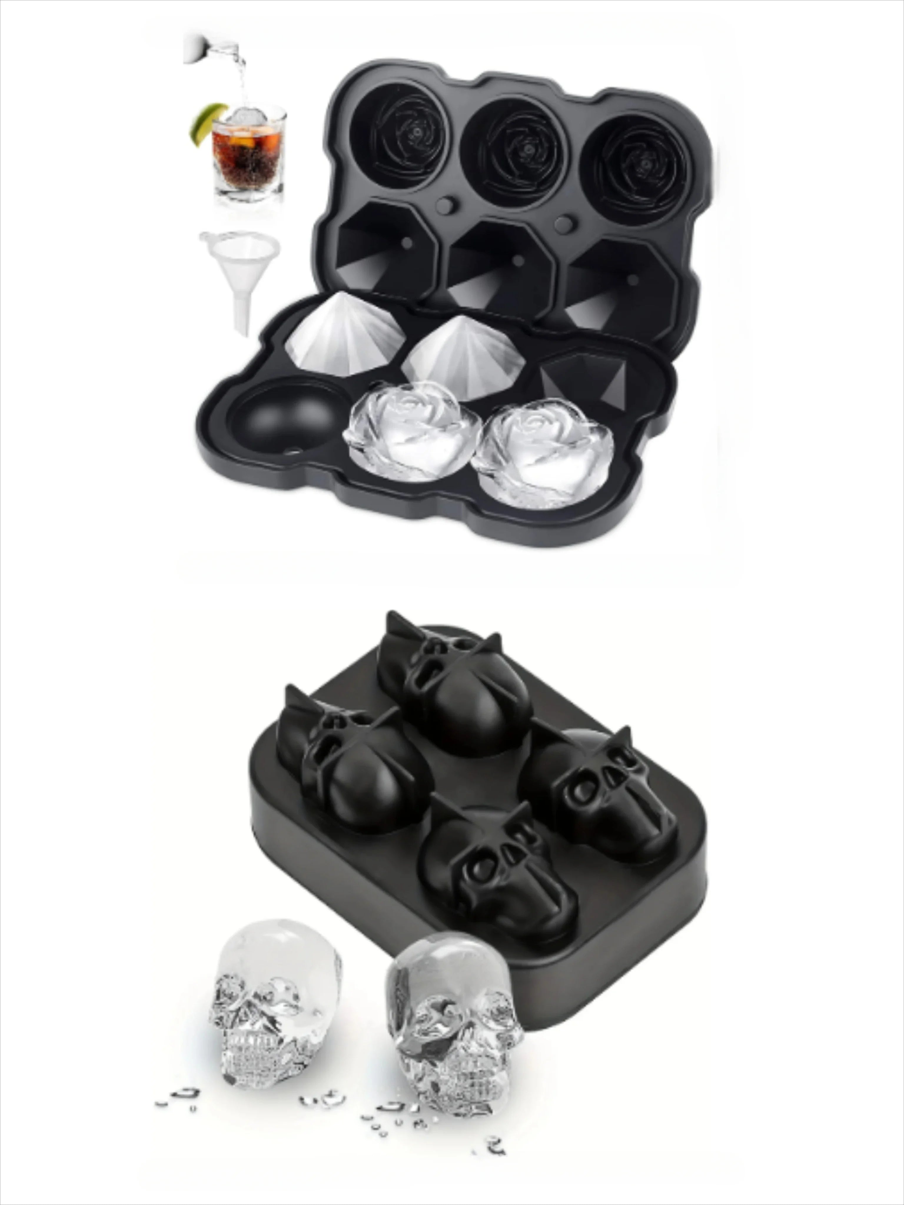 Food Grade Silicone Square Round Ice Cube Maker Diamond Rose Shaped Ice Cube Mold High Quality Ice Cube Tray for Making Drinks